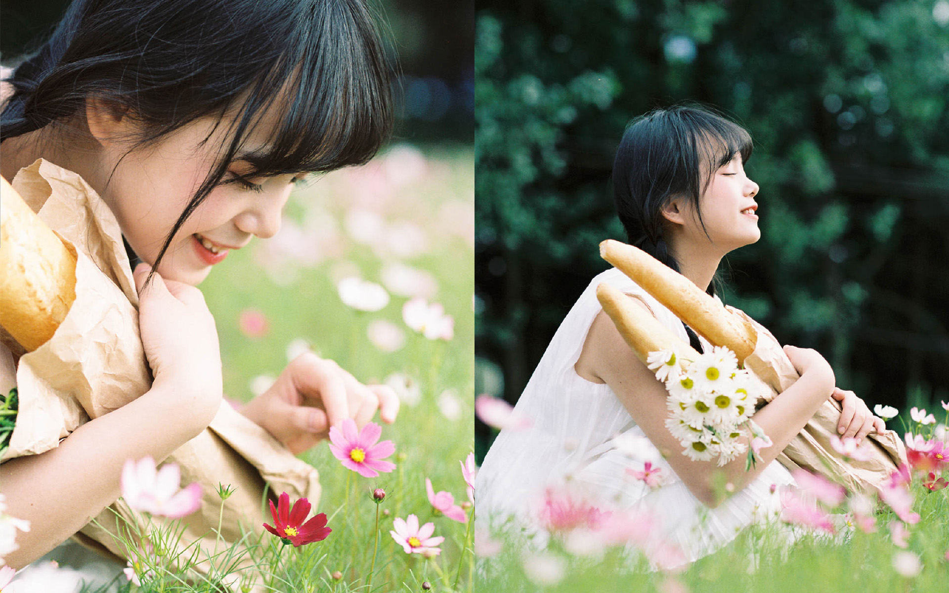 双马尾少女户外写真图片