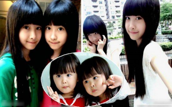 台湾双胞胎姐妹花齐刘海发型美照