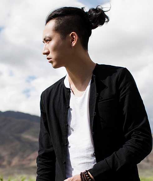 男士背头扎辫子发型图片精选