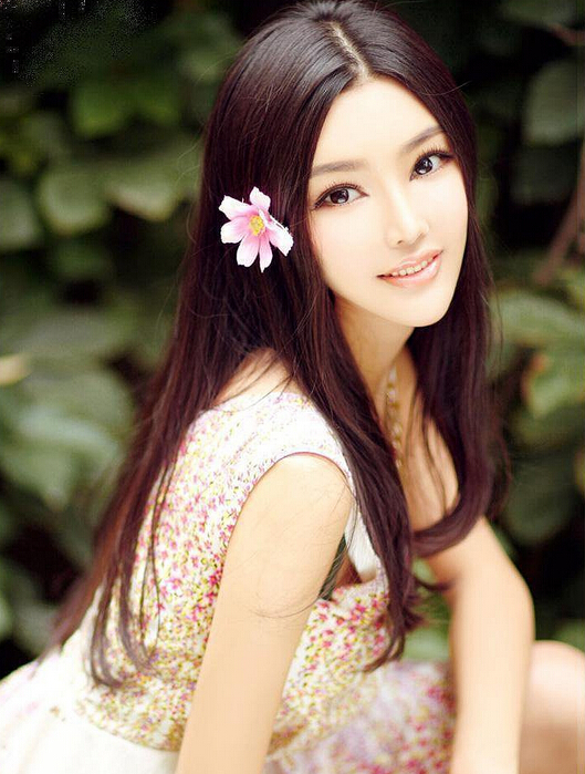 淑女风韩式中长发直发发型图片