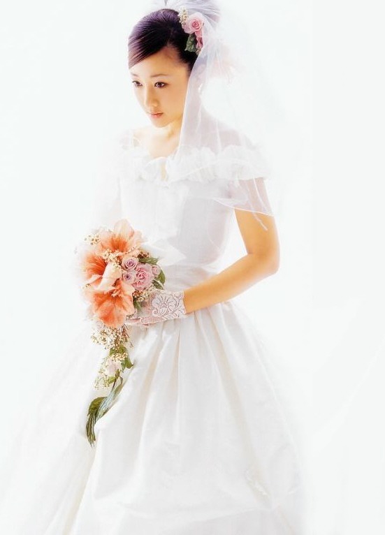 美丽的新娘婚纱照花样发型图片