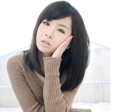 清纯女生中长直发发型图片